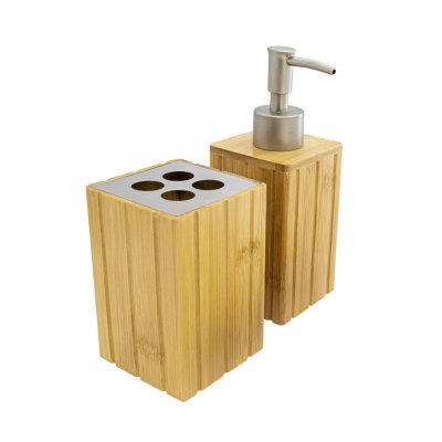 SET ARIZONA - DISPENSER + PORTA CEP MADERA BAMBOO