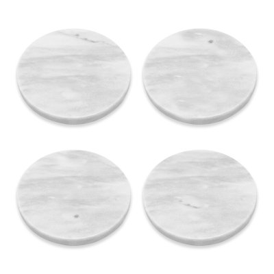 SET X4 POSAVASOS DE MARMOL CIRCULAR WHITE