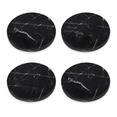 SET X4 POSAVASOS DE MARMOL CIRCULAR LUXURY BLACK