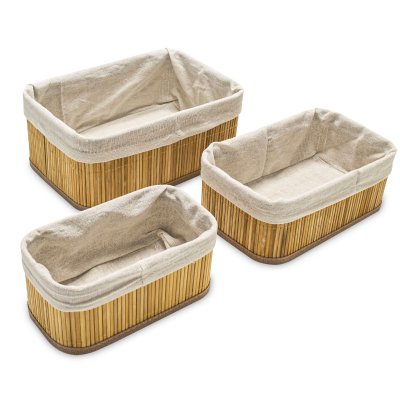SET X3 CESTOS CANASTOS ORGANIZADORES NEPAL BAMBOO