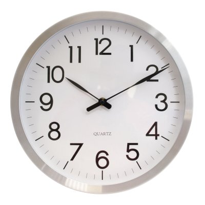 RELOJ DE PARED QUARTZ SILVER WHITE 30 CMS