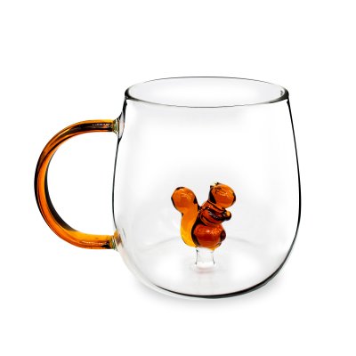 TAZA MUG DE VIDRIO CRISTAL 3D BROWN SQUIRREL 350ML