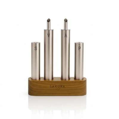 SET DE CONDIMENTEROS SAKURA ELEMENT EDITION ACACIA Y ACERO INOXIDABLE