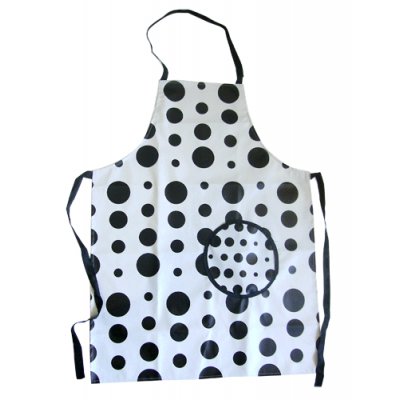 DELANTAL PVC C/BOLSILLO LUNARES NEGRO