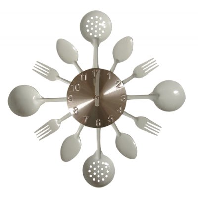 RELOJ PARED 35CM CUBIERTOS BLANCO