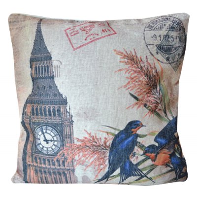 FUNDA P/ALMOHADON BLUE BIRD DESIGN 45X45CM