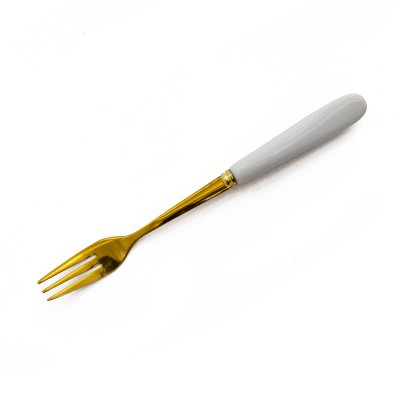 SETX6 MINI TENEDORES HC PORCELANA WHITE ACERO GOLD