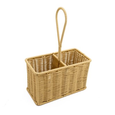ORGANIZADOR DOBLE PREMIUM DE RATAN BEIGE/CREMA