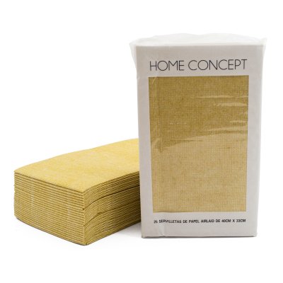PACK X25 SERVILLETAS HOME CONCEPT SIMIL TELA GOLD