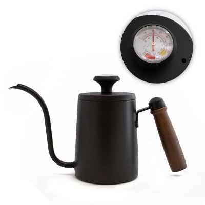PAVA BARISTA P/ CAFE ACERO BLACK + TERMOMETRO 0.6L