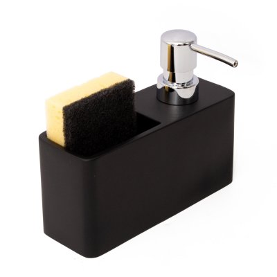 DISPENSER C/ PORTA ESPONJA CERDEÑA NEGRO AZABACHE
