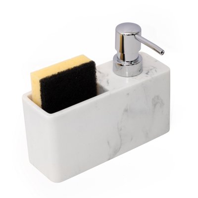 DISPENSER C/ PORTA ESPONJA CERDEÑA SIMIL MARMOL