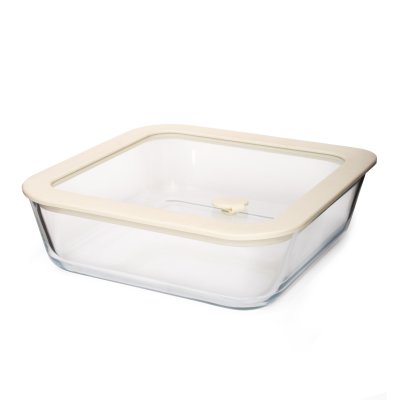 RECIPIENTE CUADRADO HERMETICO DE VIDRIO CON VALVULA DE VACIO 1.1 L - HOME CONCEPT