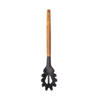 CUCHARA PARA PASTA SAKURA PHUKET 31.5 CMS -  ACACIA + SILICONA MARMOLADA BLACK
