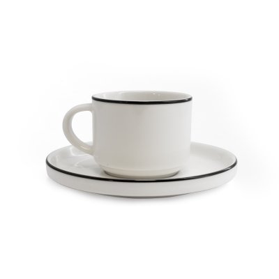 SET MACCHIATO SAKURA WHITE & BLACK - PLATITO + POCILLO 80 ML