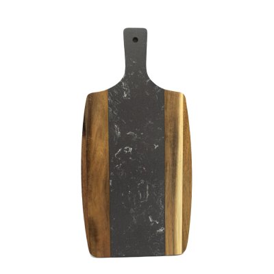 TABLA DE ACACIA Y MARMOL CON MANGO 20 X 42 CM