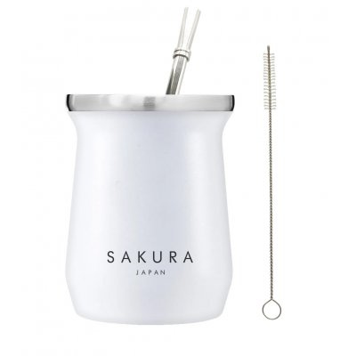 MATE SAKURA BLANCO 236 ML CON BOMBILLA Y LIMPIADOR