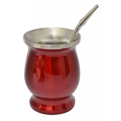 MATE C/BOMBILLA ACERO INOXIDABLE ROJO