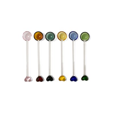 SET X6 CUCHARITAS DE VIDRIO HOME CONCEPT CORAZÓN 15 CM