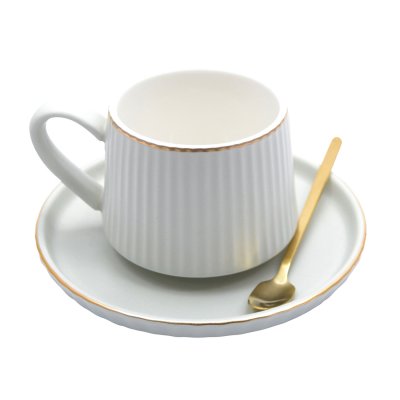 POCILLO CAFÉ Y PLATO PORC BURLINGTON BLANCO