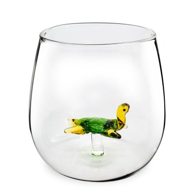 VASO DE VIDRIO CRISTAL 3D GREEN TURTLE 350 ML