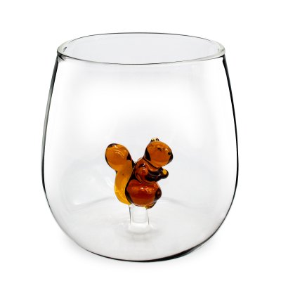 VASO DE VIDRIO CRISTAL 3D BROWN SQUIREL 350 ML