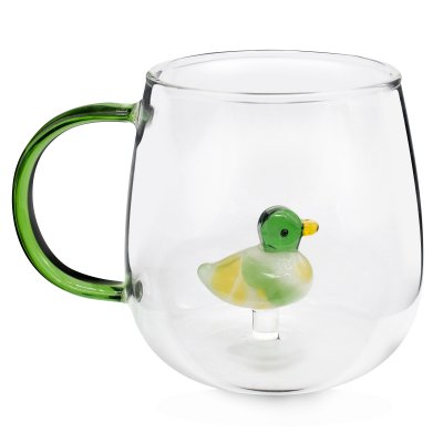 TAZA DE VIDRIO CRISTAL 3D GREEN DUCK 350 ML
