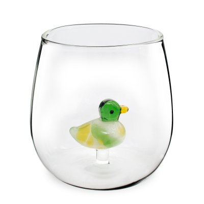 VASO DE VIDRIO CRISTAL 3D GREEN DUCK 350 ML